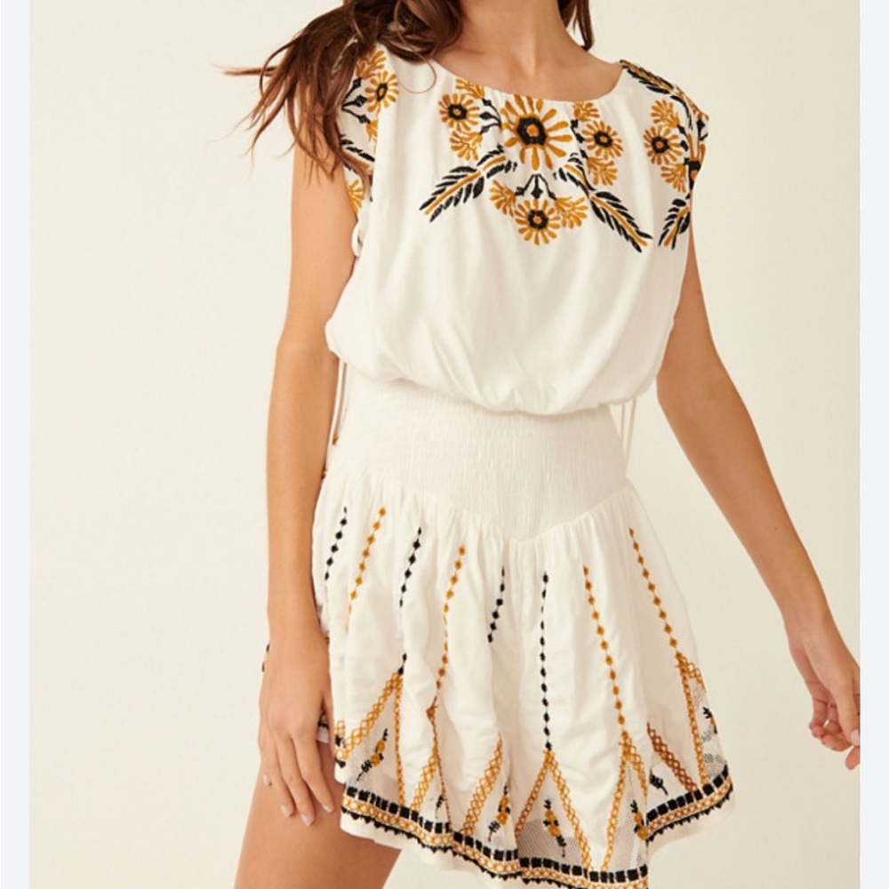 Free People Catalina Embroidered Romper Size S